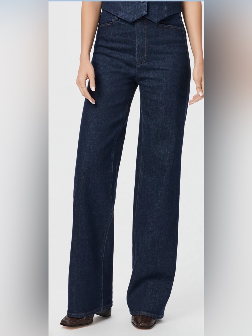 PAIGE Dark Blue Wide Leg Jeans